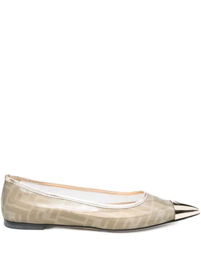 Pre-owned Fendi Colibri Ballet Flats In Gold
