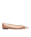 Fendi Colibri Ff Mesh Pointed Ballerina Flats In Nude