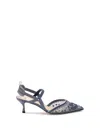 Fendi Blue Embroidered Mesh Medium-heeled Slingbacks