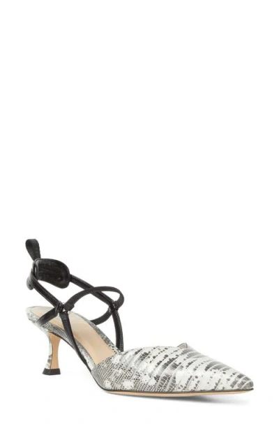 Fendi Very Colibri Parchment And Black Leather Slingbacks With Medium Heel In Multi