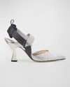Fendi Colibri Crystal Ff Sporty Slingback Pumps In Perla Crystal Silver