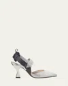 Fendi Colibri Crystal Ff Sporty Slingback Pumps In Perla Crystal Silver