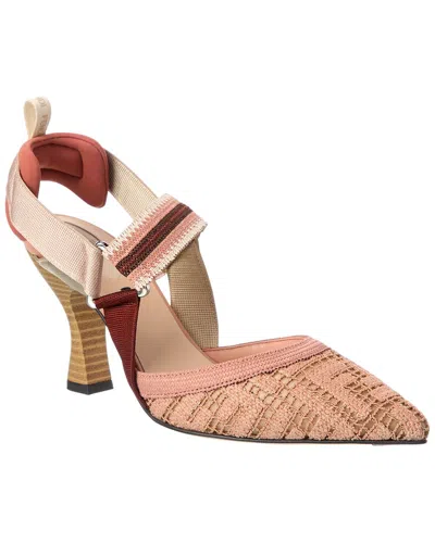 Fendi Colibri Ff Embroidered Slingback Pump In Pink