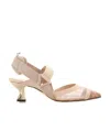 Fendi Black Leather And Mesh Slingbacks With Medium Heel In Multi