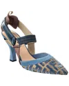 Fendi Colibrì Pumps With Curved Heel And Textured Fabric In Blue