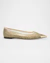 Fendi Colibri Ff Mesh Cap-toe Ballerina Flats In Gold