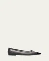 Fendi Colibri Ff Mesh Pointed Ballerina Flats In F0r7v Tabacco Ner