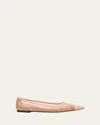 Fendi Colibri Ff Mesh Pointed Ballerina Flats In Rose Rose