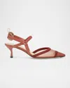 Fendi Colibri Ff Mesh Slingback Kitten-heel Pumps In Red