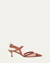 Fendi Mesh Panel Kitten Heel Pointed Toe Pumps In Brown