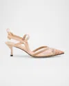 Fendi Colibri Ff Mesh Slingback Kitten-heel Pumps In Pink