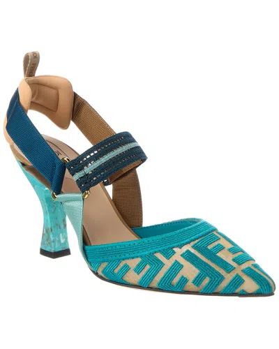Fendi Colibri Ff Mesh Slingback Pump In Blue
