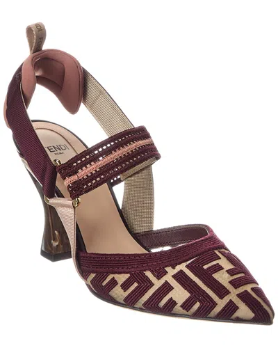 Fendi Colibri Ff Mesh Slingback Pump In Burgundy