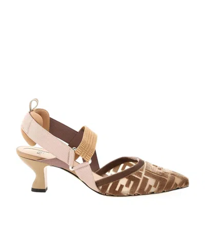 Fendi Colibri Ff-monogram Mesh Pumps In Nude