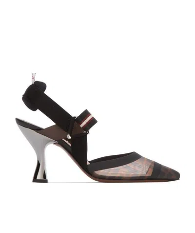 FENDI MULTICOLOUR TECH MESH HIGH-HEELED SLINGBACKS