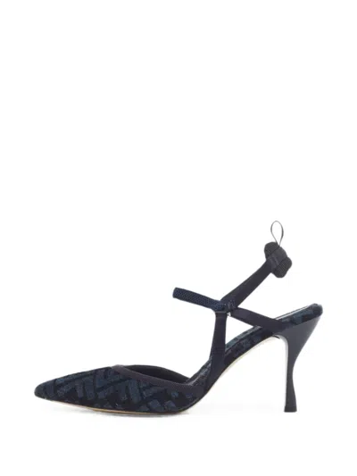 Pre-owned Fendi Colibri Ff Motif Slingback Pumps In Blue