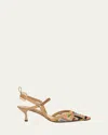 Fendi Colibri Ff Pointed Slingback Kitten Pumps In Nudo Multicolor