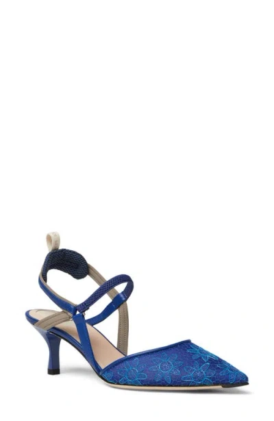 Fendi Colibri Floral Slingback Pointed Toe Pump In Blue