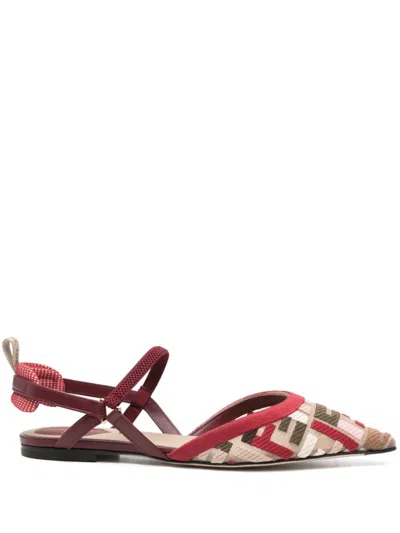 Fendi Colibri Lite Ff Mesh Slingback Flat Pumps In Multi