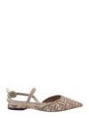 Fendi Women 'colibrì Lite' Brown Flat Slingback With All-over Ff Motif In Cotton Woman In Grigio