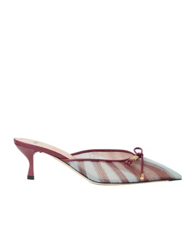 Fendi Colibri Lite Burgundy And Light Blue Mesh Sabots In Multi