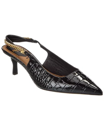 Fendi Colibri Lite Croc-embossed Patent Slingback Pump