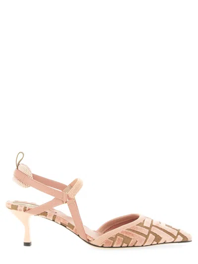 Fendi Colibri Lite Ff Jacquard Velvet Slingback Pump In Pink