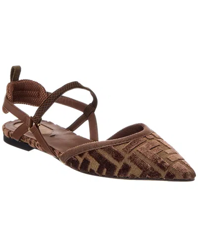 Fendi Colibri Lite Ff Jacquard Velvet Flat In Multi