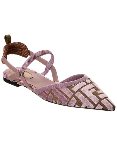 Fendi Colibri Lite Ff Jacquard Velvet Flat In Pink