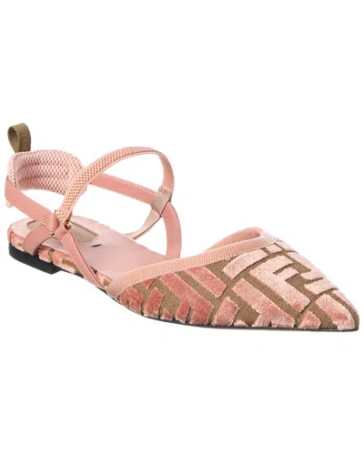 Fendi Colibri Lite Ff Jacquard Velvet Flat In Pink