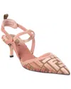 Fendi Pink Ff Velvet Colibrì Lite Slingback In Brown