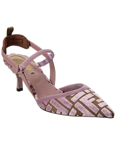 Fendi Colibri Lite Ff Jacquard Velvet Slingback Pump In Pink