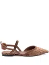 Fendi Women 'colibrì Lite' Brown Flat Slingback With All-over Ff Motif In Cotton Woman In Multi