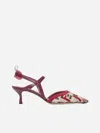 Fendi Colibri Lite Ff Mesh Slingback Flat Pumps In Nudomulticbordeaux