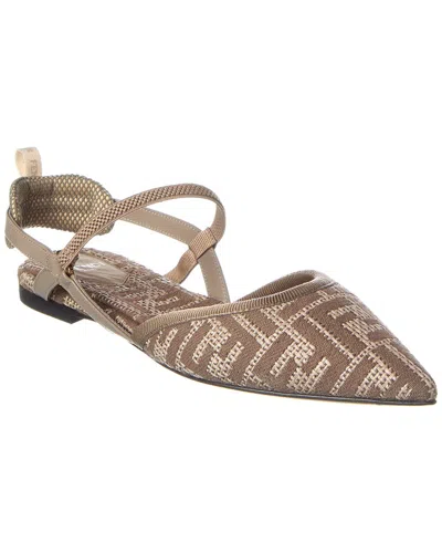 Fendi Tapestry Colibri Lite Slingback Flats In Brown