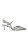 Fendi Colibri Lite Slingback In Green Matcha Ff Mesh Women In Nude & Neutrals