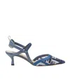 Fendi Ff Embroidery Colibrì Lite Mesh Slingback In Blue