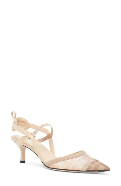 Fendi Colibrì Lite Pointed Toe Slingback Pump In Neutral