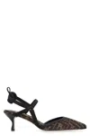 Fendi Medium-heel Black Chenille Slingbacks In Black