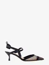 Fendi Colibri Ff Mesh Slingback Kitten-heel Pumps In Black