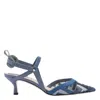 Fendi Blue Mesh Medium-heeled Slingbacks With Ff Embroidery