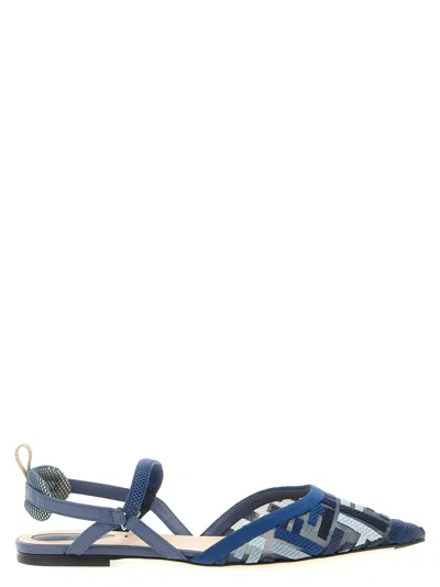 Fendi Colibri Lite Slingback Ballet Flats In Blue