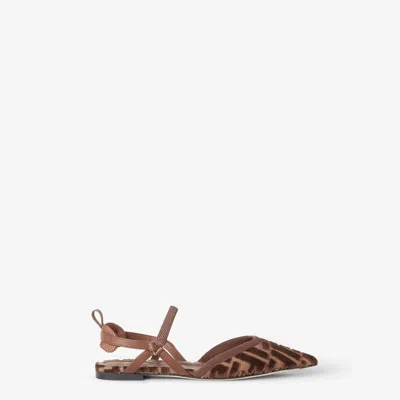 Fendi "colibrì Lite" Slingback Ballets Flat In Brown