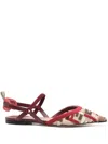 Fendi Colibri Lite Ff Mesh Slingback Flat Pumps In Red