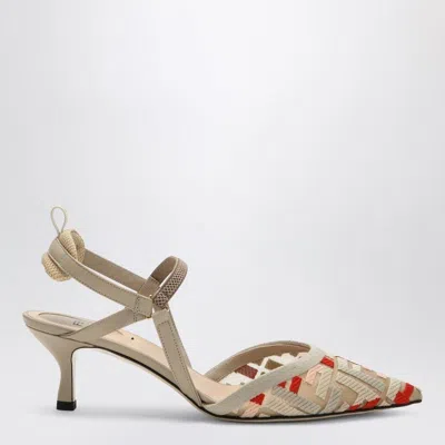 FENDI FENDI  COLIBRI LITE SLINGBACK IN BEIGE FF MESH
