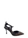 Fendi High-heeled Black Chenille Slingbacks In Nero