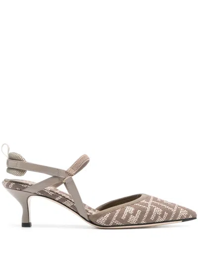 Fendi Colibri Lite Slingback Pumps In Grey