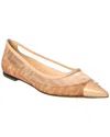 Fendi Dnu Inv  Colibri Mesh & Leather Ballerina Flat