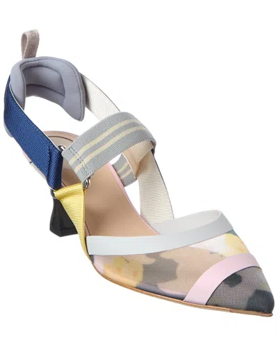 Fendi Colibri Mesh & Leather Slingback Pump In Brown
