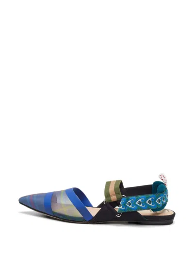 Pre-owned Fendi Colibri Mesh Flat Pumps In Blue